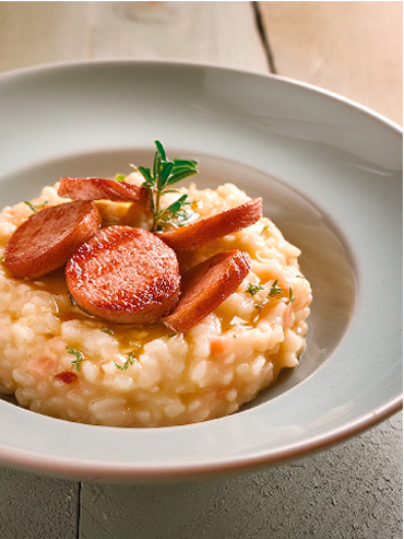 Risotto con salchichas